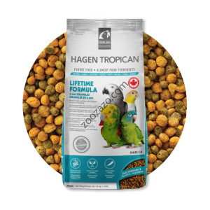 Гранули Тропикан за Папагали - ежедневна формула, 4 мм гранула, 1,8 кг. - Hagen Tropican Lifetime Formula for Parrots